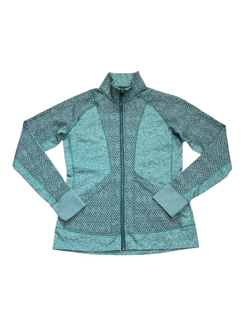 MARMOT Teal Green Full Zip Athletic Jacket Geometric Pockets Mock Neck Women's S